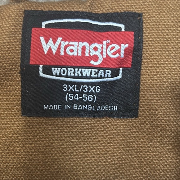 Wrangler Workwear Sherpa Lined Duck Jacket Size 3XL Brown with Hood - Picture 3 of 7